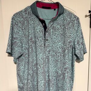 Greyson Mens Den of Thieves Aqua and Navy Golf Polo Shirt